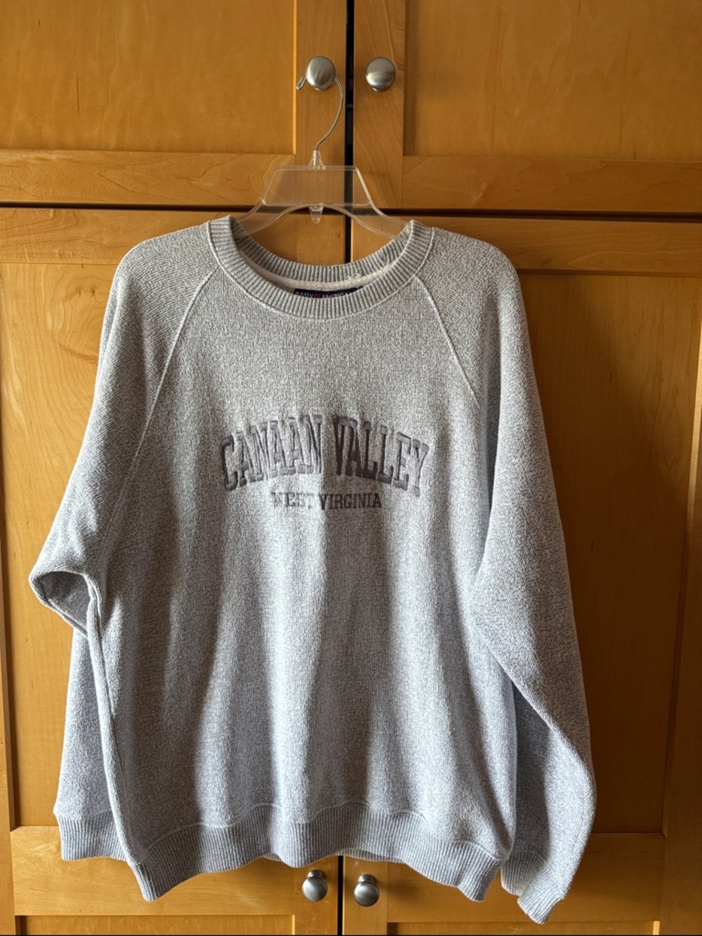 Light Gray Crewneck Sweatshirt with Canaan Valley Graphic